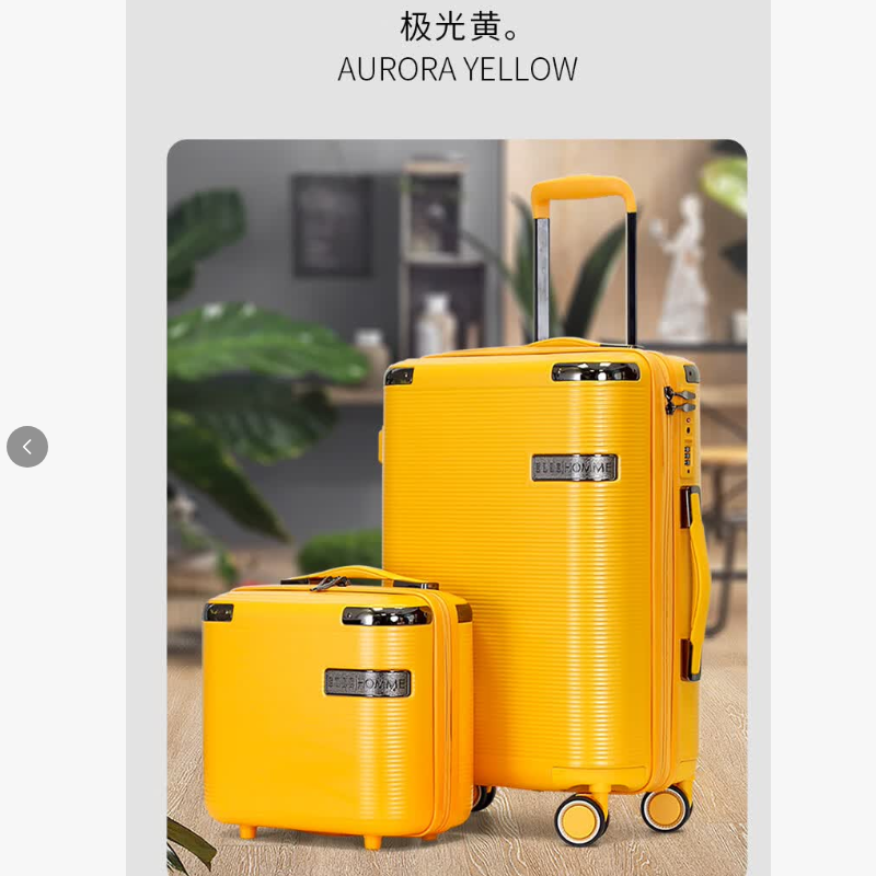 ELLE HOMME 海关锁密码箱旅行亲子箱 EH21124吋 +14吋 极光黄高清大图