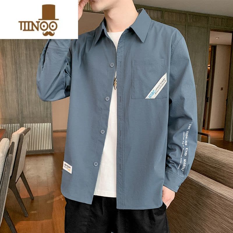 YANXU长袖衬衫男士防晒衣夏季日系宽松白色衬衣男款休闲寸衫外套图片