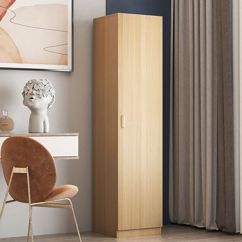 臻远ZY-MZYG-1简约木质衣柜卧室单开门衣柜夹缝储物柜浅胡桃A款单门高清大图