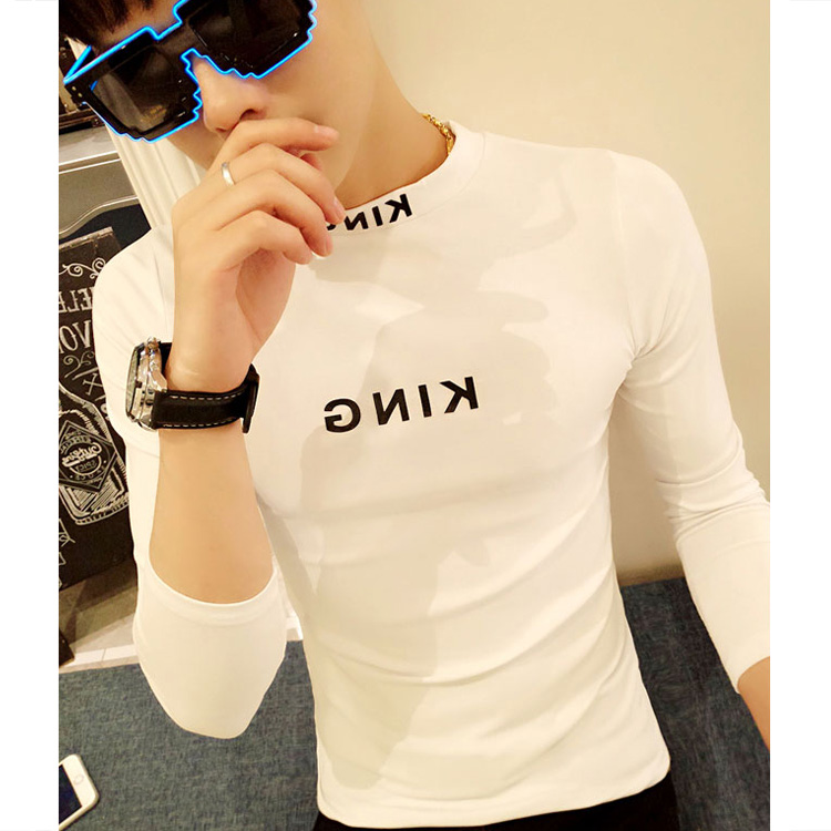 SUNTEK社会小伙长袖t恤男卫衣服秋冬季潮流潮牌精修身加绒打底衫内搭卫衣