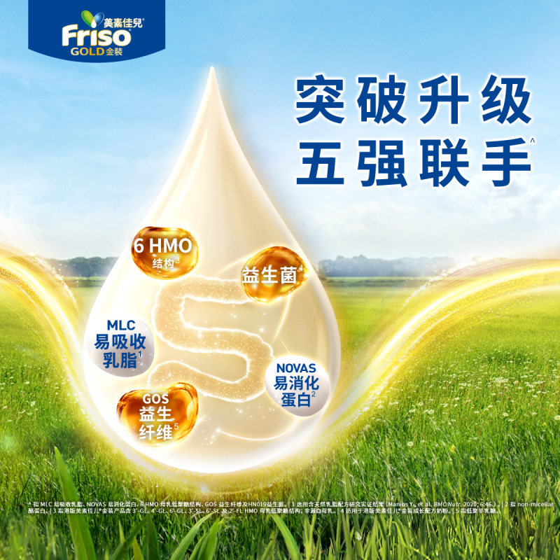 [4罐装]港版Friso美素佳儿金装较大婴儿配方奶粉2段800g[27年1月]