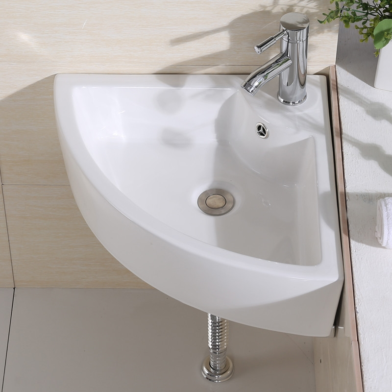 卫生间三角洗手台手逗浴室柜卫生间挂墙扇形洗手盆大墙角盆陶瓷盆洗手