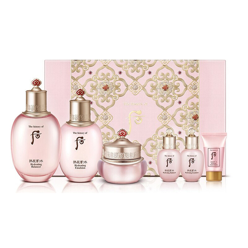 WHOO 后(Whoo)套装盒套装护肤化妆品保湿 面部护肤套装礼盒 水妍水乳面霜六件套装 (补水保湿)