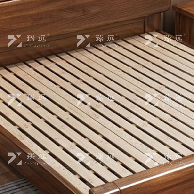 臻远 ZY4022723实木床1.8米单人床胡桃木