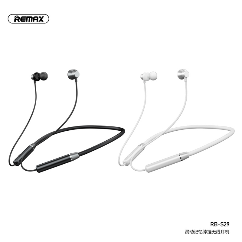 REMAX睿量RB-s29无线蓝牙高音质耳机颈挂脖式运动型跑步入耳头戴超长待机小米vivo华为苹果通用骨传导双耳麦-黑色