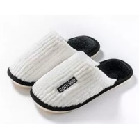 DREHA 家居家用防滑软底情侣毛毛绒保暖棉鞋 棉拖鞋 38-39（适合37-38的脚穿 ）白色