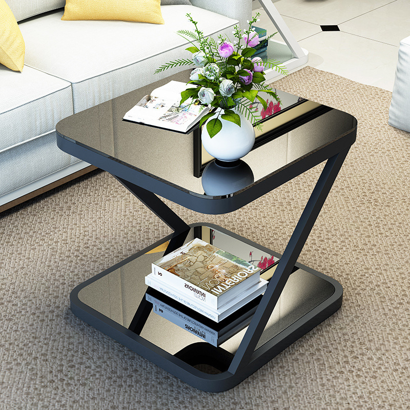 神州行easyown简约现代边几小茶几角几钢化玻璃正方形创意客厅边桌