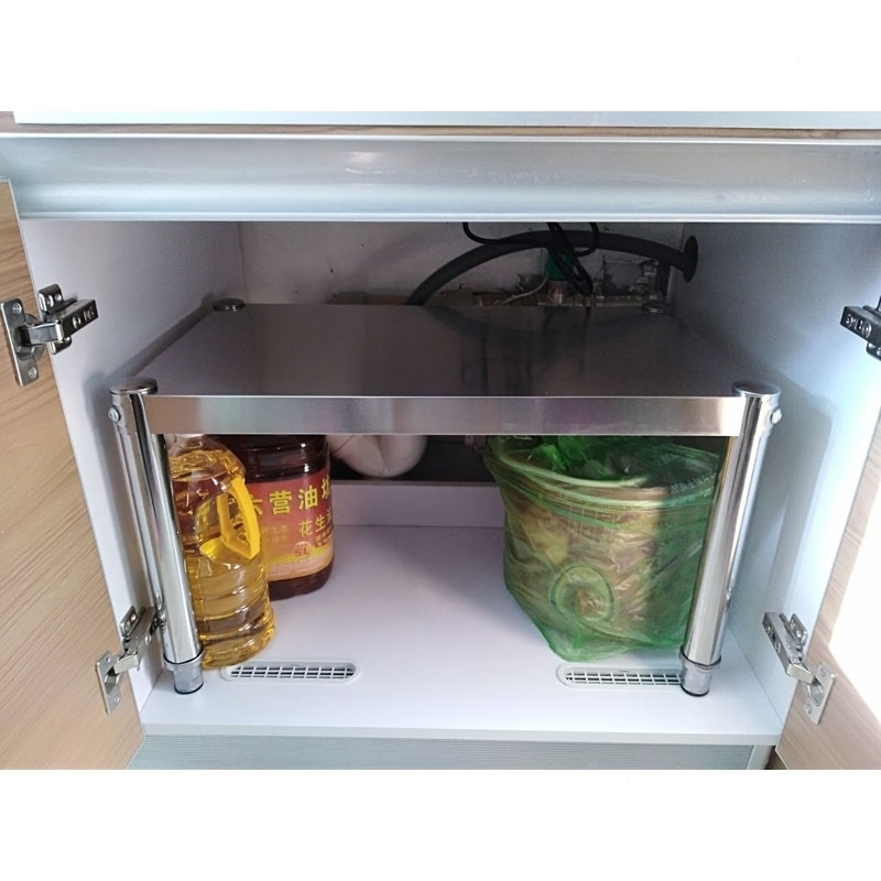 橱柜内置物架分层架不锈钢隔层古达隔断支架灶台柜子分隔板单层碗锅架