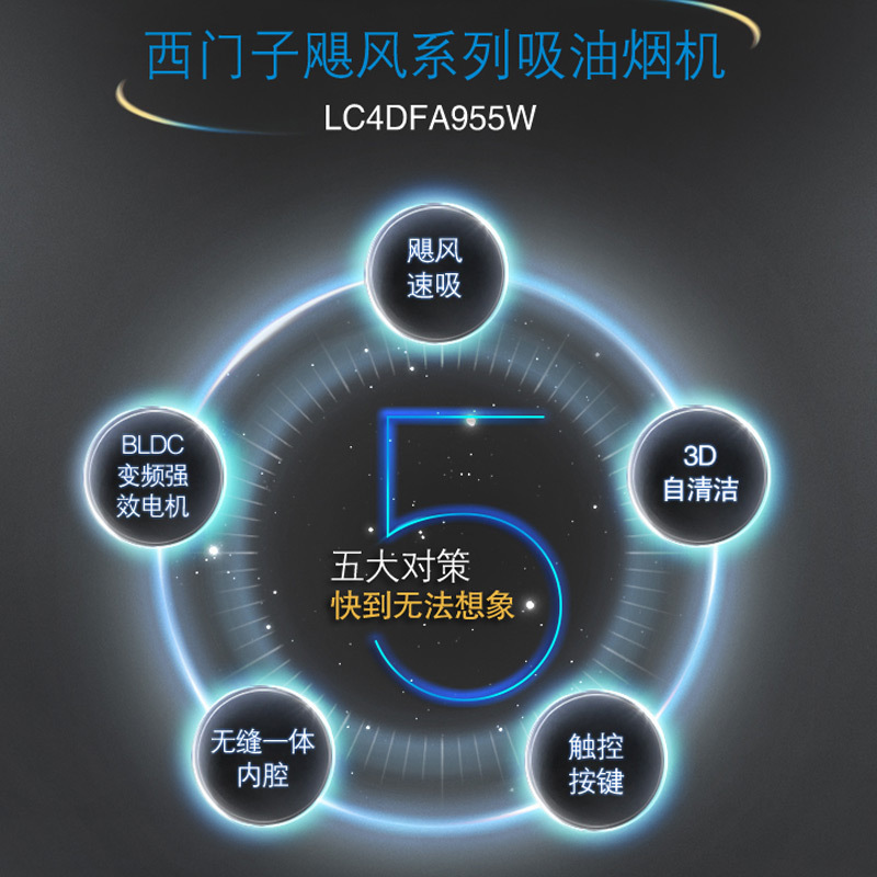 西门子 LC4DFA955W 飓风速吸油烟机 20.5大吸力蒸饭柜高清大图