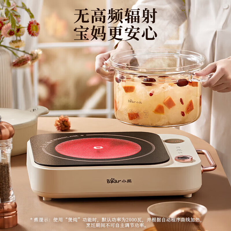 小熊(bear) DTL-D22A1家用电磁炉 大功率电陶炉 小型电磁灶 一键爆炒炒菜 电陶炉