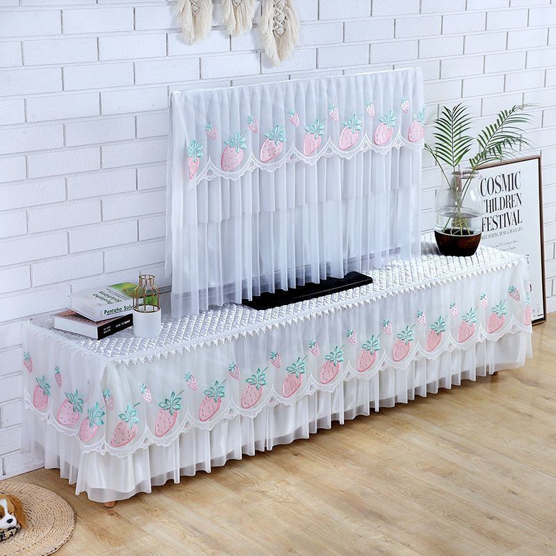 电视机罩电视罩液晶电视机防尘罩家用电视防尘罩电视柜防尘罩套草莓粉