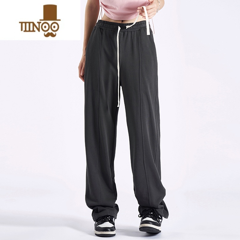 YANXU美式高街垂感宽松阔腿裤潮牌男女复古大码休闲直筒运动长裤高高清大图