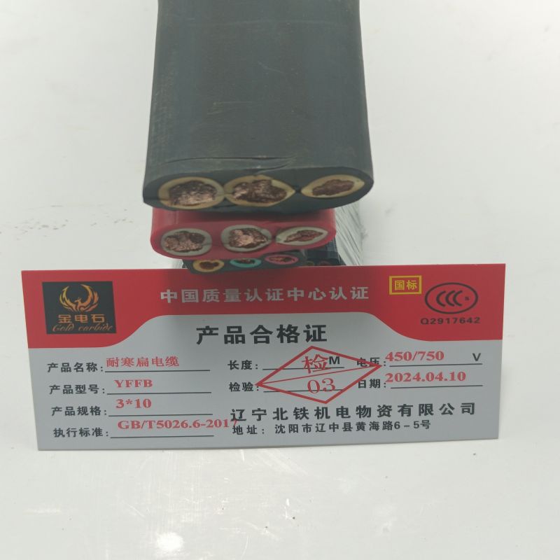 金电石 耐寒扁电缆 YFFB 3*10 米