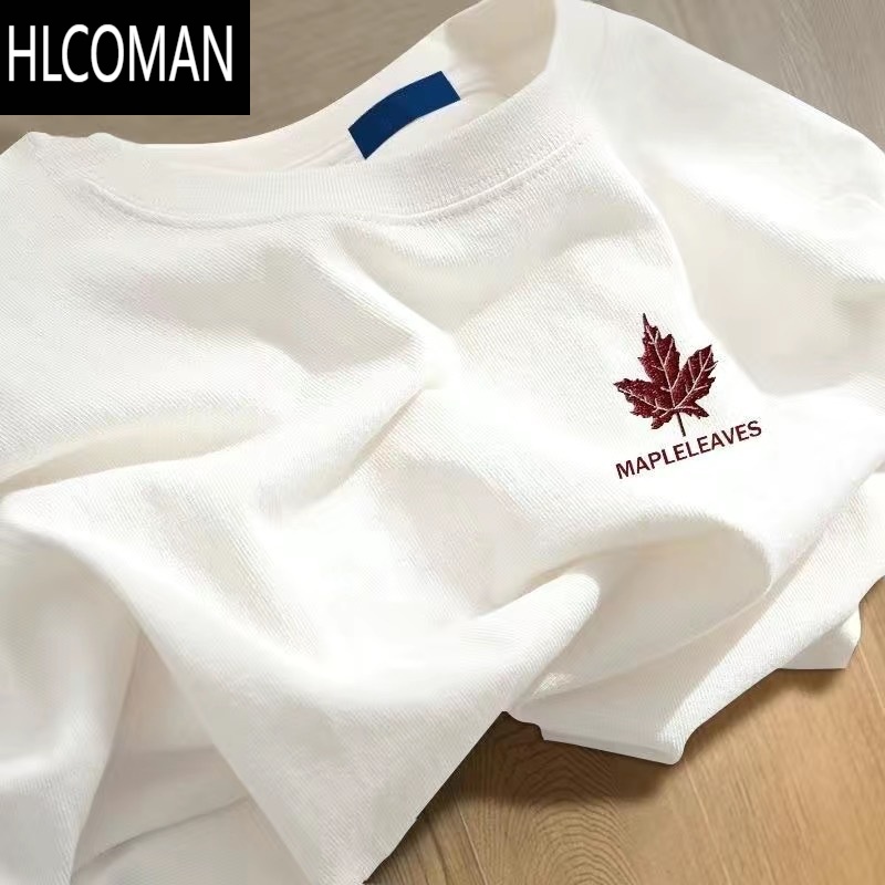 HLCOMAN白色t恤短袖男女2025新款夏季正肩体恤内搭上衣ins国潮牌高清大图