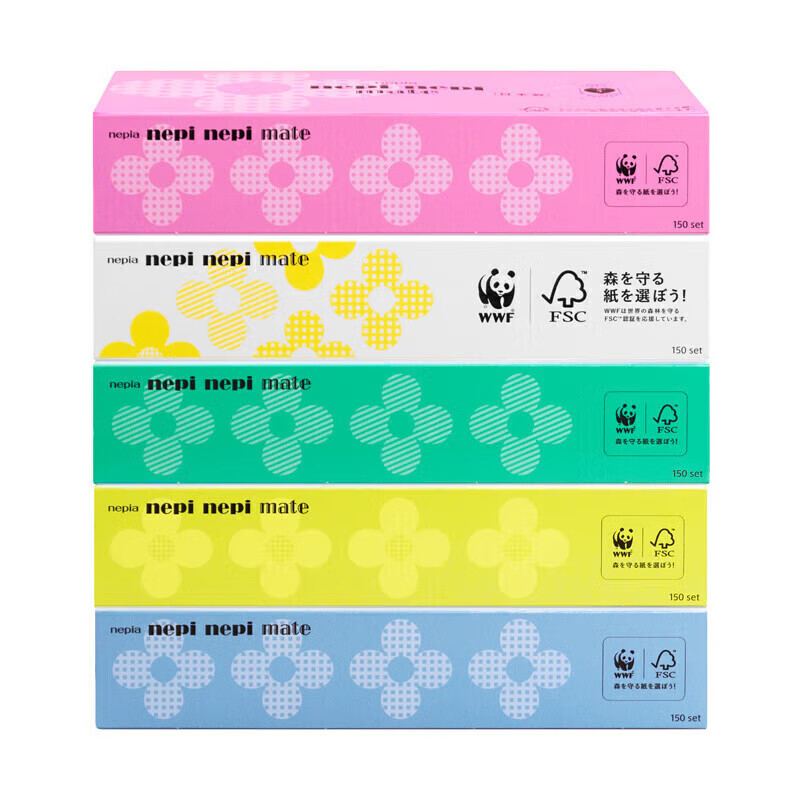 妮飘(Nepia)抽纸大花盒装抽纸巾2层150抽*5盒日本原装进口抽取式盒装餐巾纸