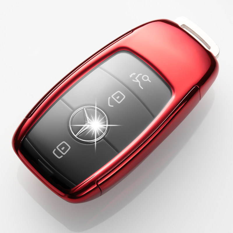 【补贴10%】专用于2018款奔驰E级新S级S320L S350L E200L E300L钥匙套包壳扣汽车钥匙包 奔驰E级激情红单包