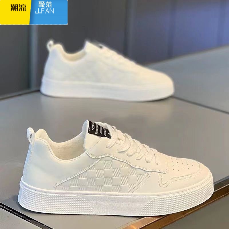 聚范男鞋新款透气学生小白鞋潮流百搭运动休闲鞋低帮潮牌板鞋男高清大图