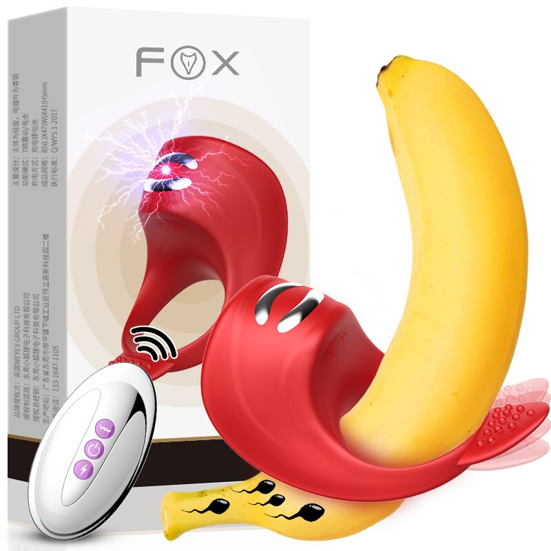 FOX锁爱A1金刚环电流击锁精环男女共用震动延时套环无线遥控穿戴式狼牙棒SM另类玩具夫妻房事性玩具成人情趣用品男性系列