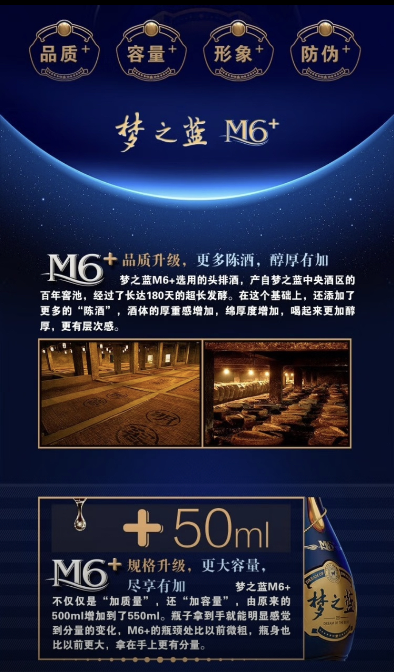 洋河蓝色经典梦之蓝M6+52度绵柔型白酒单瓶装高清大图