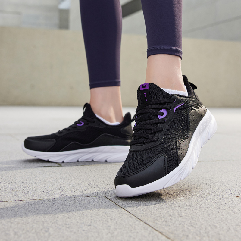 361°女鞋运动鞋新款皮面舒适跑鞋轻便减震跑步鞋女款