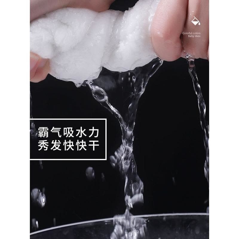 儿童干发帽超强吸水速干女童可爱卡通公主日本韩国浴帽宝宝包头巾 儿童款韩式牛角帽-白色图片
