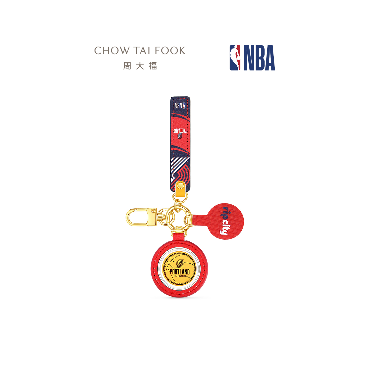 周大福NBA开拓者湖人勇士足金黄金金章手机挂件男友R39193-R39200高清大图