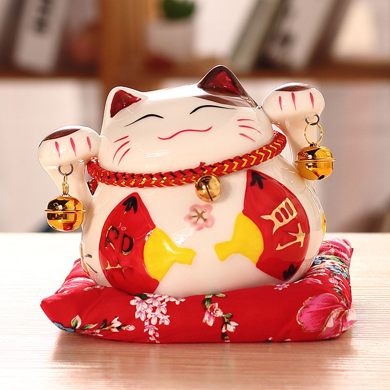 猫小摆件陶瓷创意礼品家居装饰日本存钱罐客厅店铺开业发财猫 三维工匠 4.5寸小猫高清大图