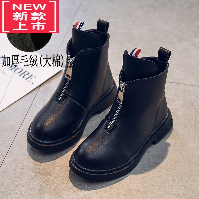 可莉允女童靴子加绒小女孩马丁靴小公主棉靴2022冬季新款英伦风儿童靴子图片