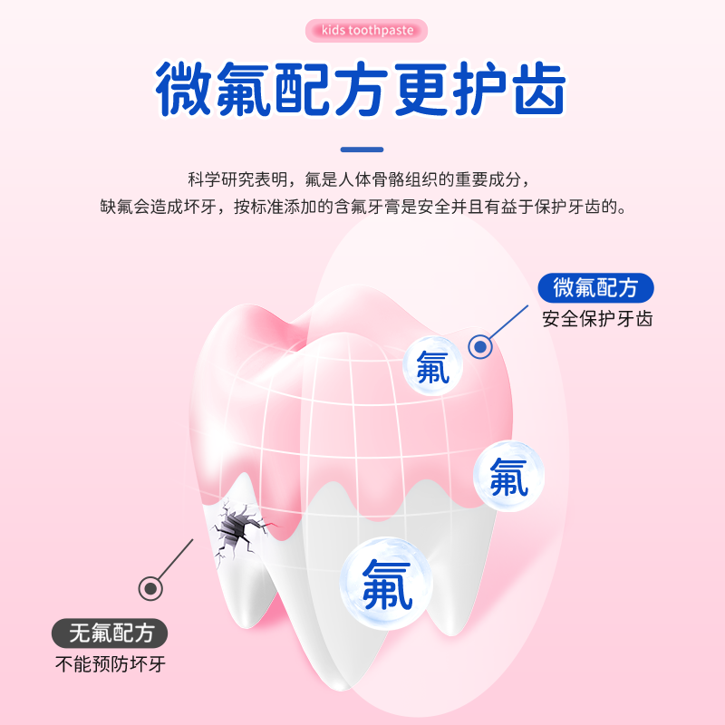 AVEC MOI 莓宝益生菌低含氟儿童牙膏 3-6岁换牙期(草莓味)50g YG-MB050-1高清大图