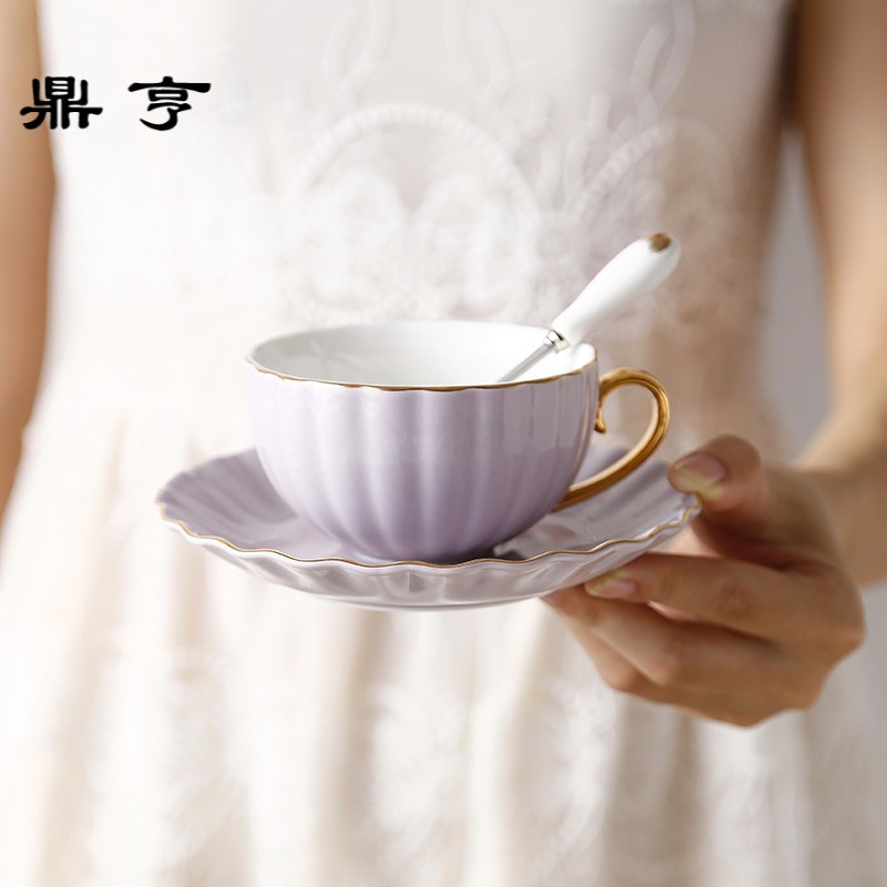 鼎亨陶瓷咖啡杯欧式金边咖啡杯碟勺套装英式花茶杯子家用下午茶杯