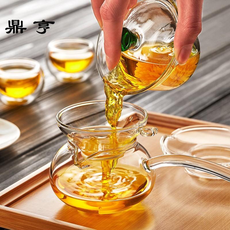 鼎亨 三才玻璃盖碗茶杯茶道功夫茶具花茶杯大号手抓功夫敬茶碗