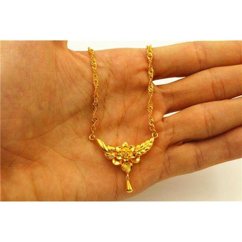 新娘结婚沙金镀18k欧币金民族风精致秀气花朵项链ywtt4479送女朋友