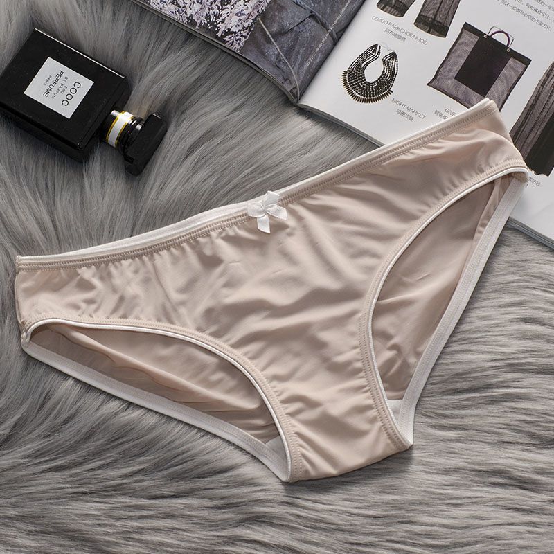 新款冰丝女士低腰抗菌性感内裤透气舒适无勒痕比基尼款颜色随机三条装