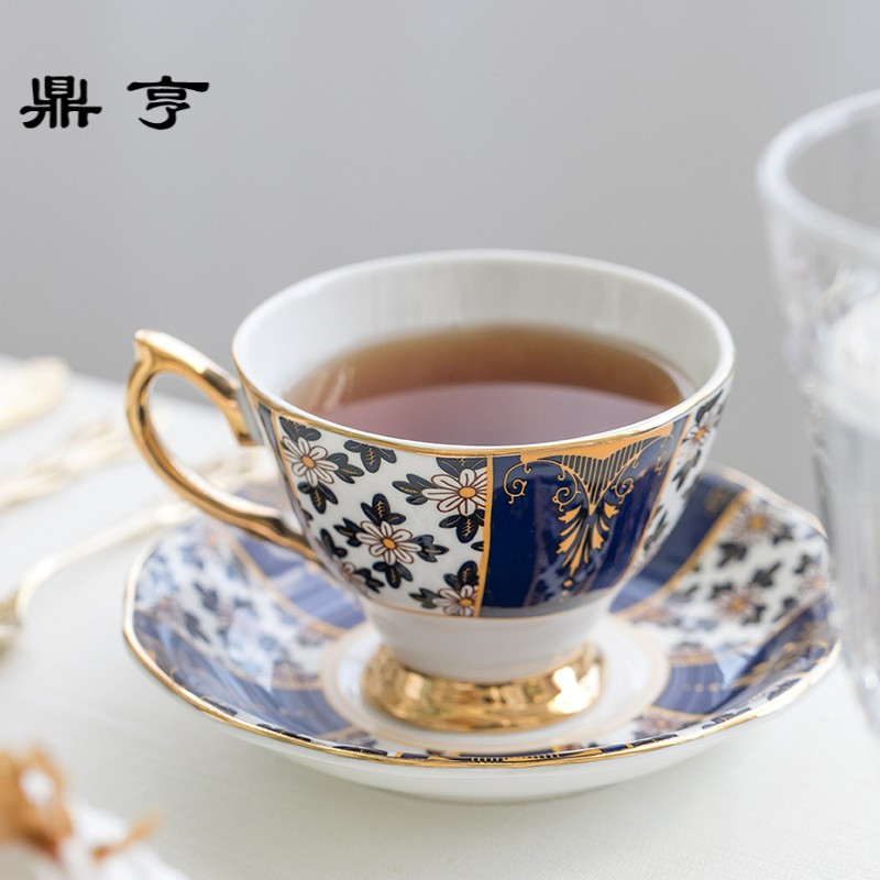 鼎亨点英式下午茶骨瓷咖啡杯碟子红茶杯陶瓷金边欧式咖啡具套装