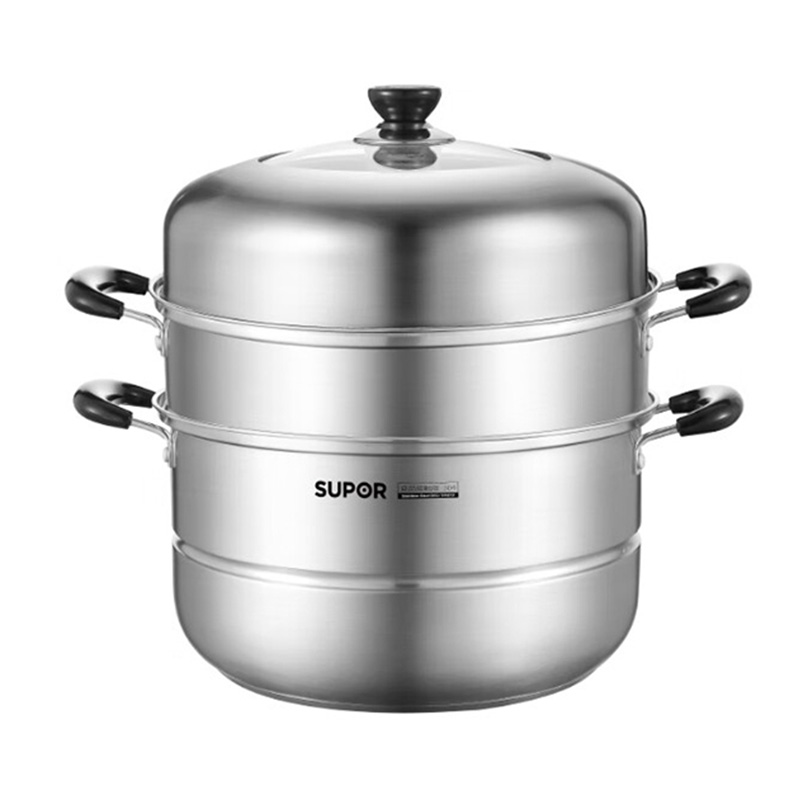苏泊尔蒸锅28cm304不锈钢双层复底锅具电磁炉燃气灶通用SZ28C1