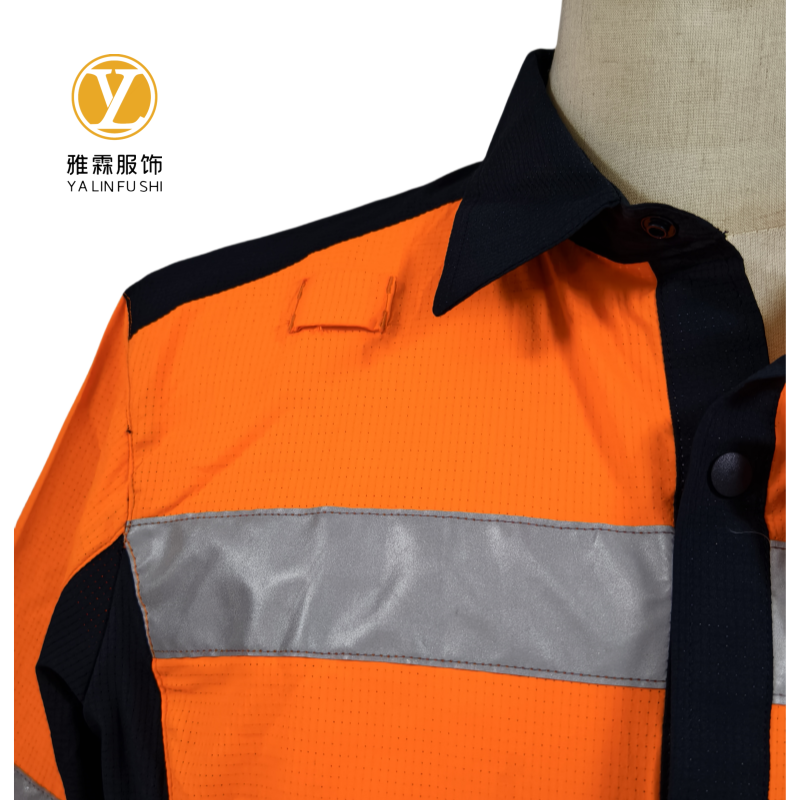 雅霖服 荧光橘速干工作服YLF-GZF0032 套高清大图