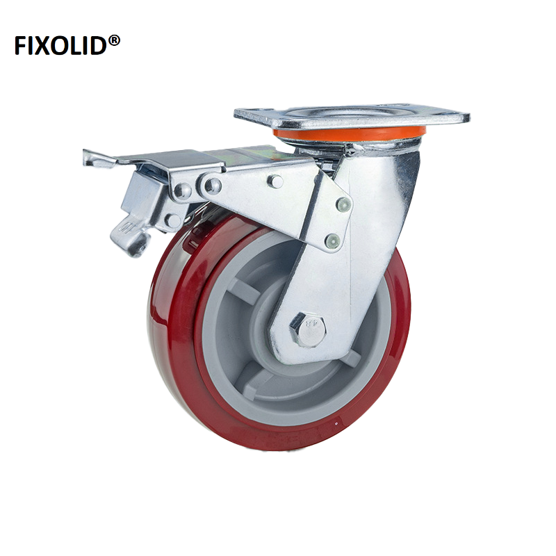 FIXOLID 枣红轮 万向轮带刹车4寸 个
