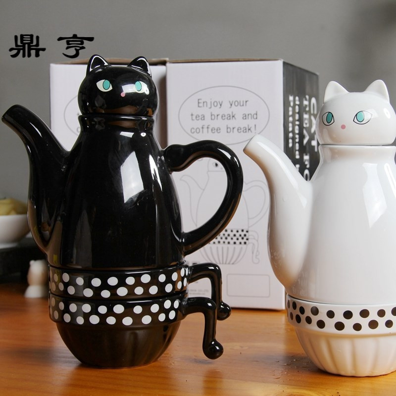 鼎亨日本创意陶瓷小茶壶套装家用个性泡茶水壶带过滤网英式茶具红