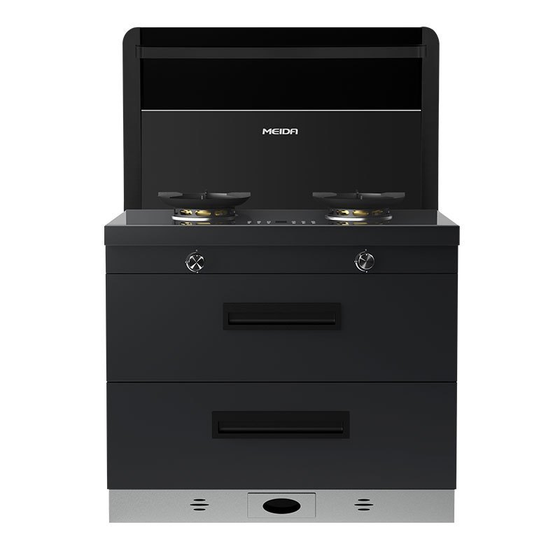 美大MEIDA二星消毒柜集成灶X80-A 智慧双变频 恒温置物台 智能触控 自清洁,钢化玻璃面板 烟灶套装 天然气高清大图