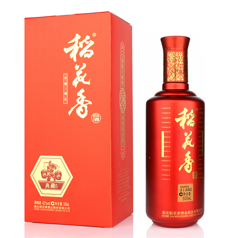 单瓶装 42度稻花香典藏6 浓香风格白酒 500毫升 纯粮喜庆红瓶
