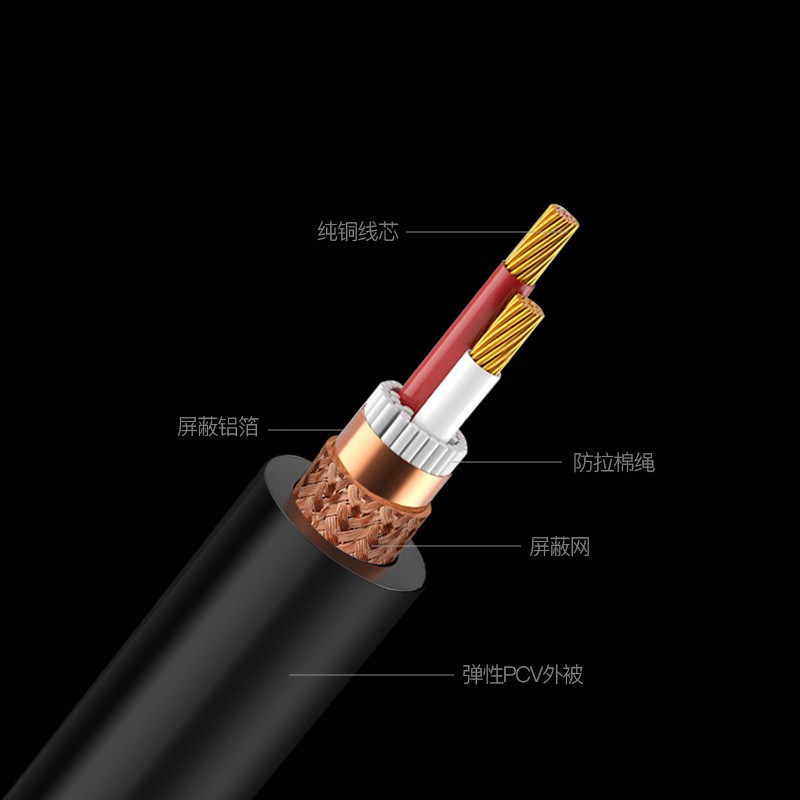企购优品 七幻 3.5转卡农 音频线 3.5mm母头 0.5米