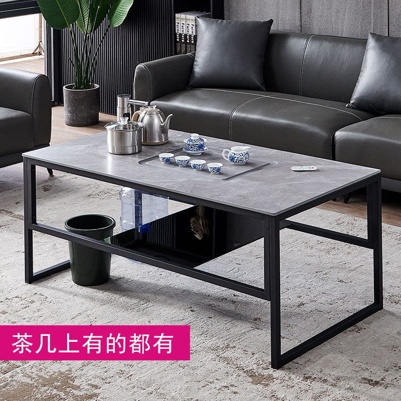 绵冠MIANGUAN茶几桌客厅家用火烧石茶几功夫茶几 款式6（1200*600*550）