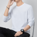 啄木鸟纯棉长袖t恤男士黑色秋衣2025新款秋季圆领打底衫男装上衣棉 3XL建议170-200斤 白色官方正品