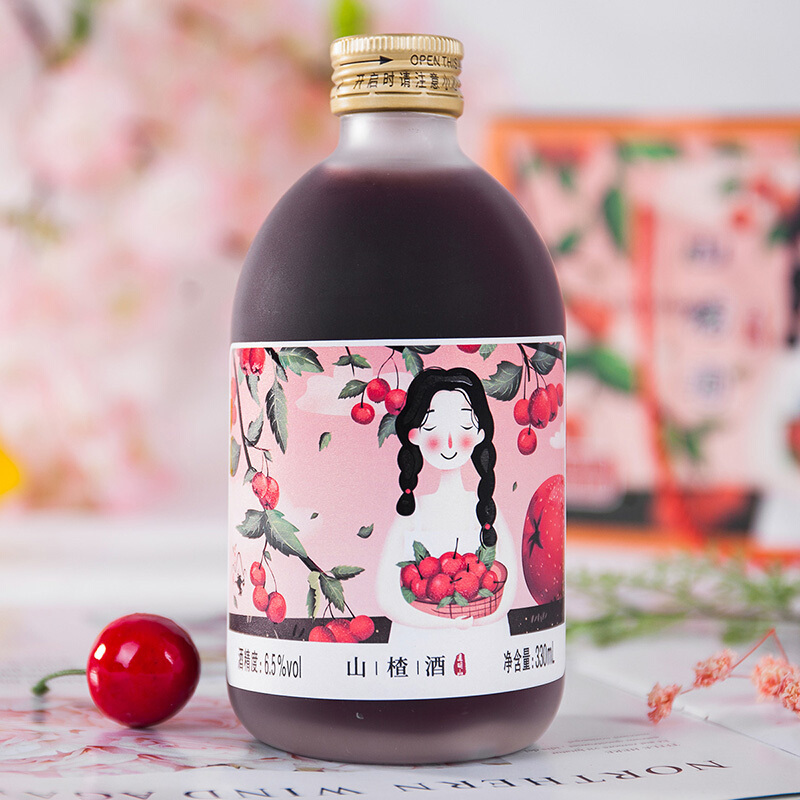 通明山 低度微醺网红高颜值水果酒 女士甜酒 山楂味果酒 6.5度 330ml*1瓶 单瓶装
