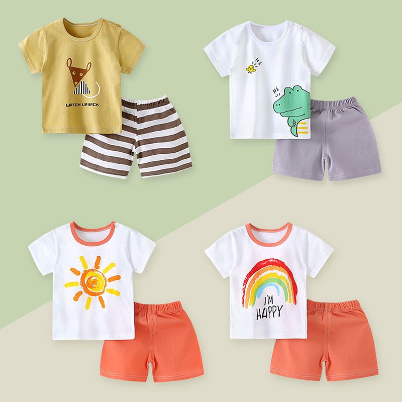 儿童短袖套装纯棉宝宝恤春夏季男女半袖童装短裤婴儿衣服04岁c3视频