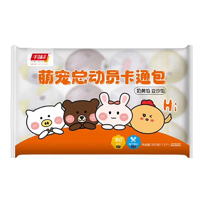 千味央厨卡通包暄软绵密奶香香甜便捷速食萌宠总动员型360g*1袋