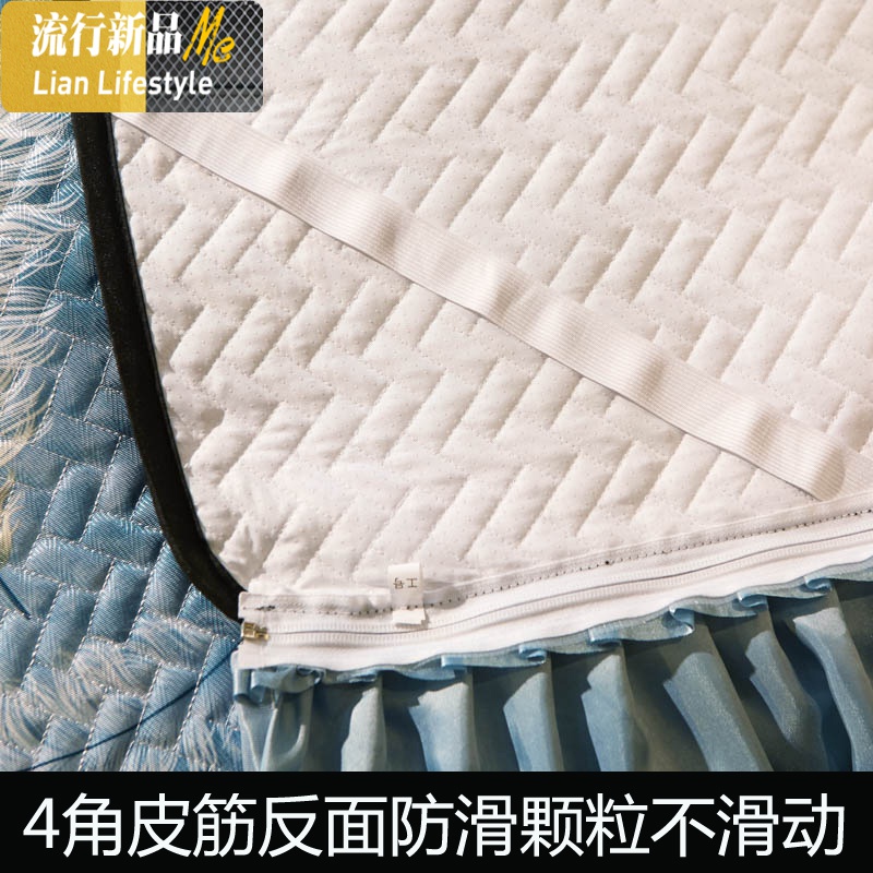 冰丝凉席1.8m床三件套可机洗欧式拆卸床裙折叠水洗夏季空调软席子 三维工匠凉席/凉枕高清大图