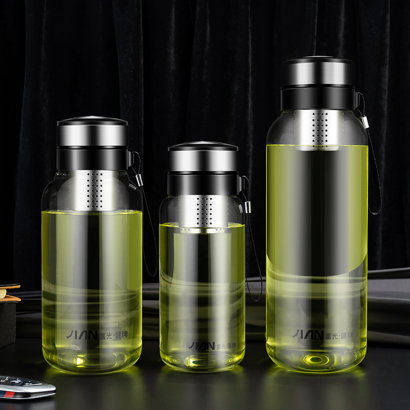 富光fga玻璃杯男大容量水杯子便携号茶水分离泡茶杯黑色1500ml原装杯