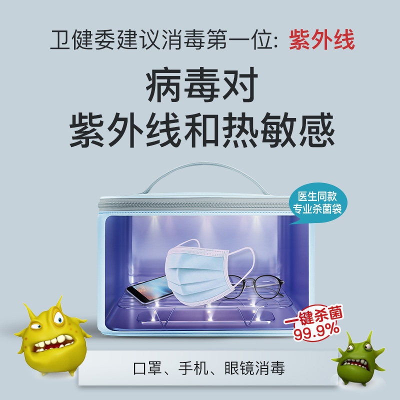 59秒 P55[医生推荐专业版]紫外线消毒手机眼镜杀菌消毒机内衣内裤消毒袋高清大图