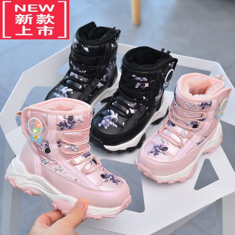 可莉允防水儿童雪地靴女2022新款冬童鞋女童棉靴加绒加厚防滑棉鞋雪地棉图片